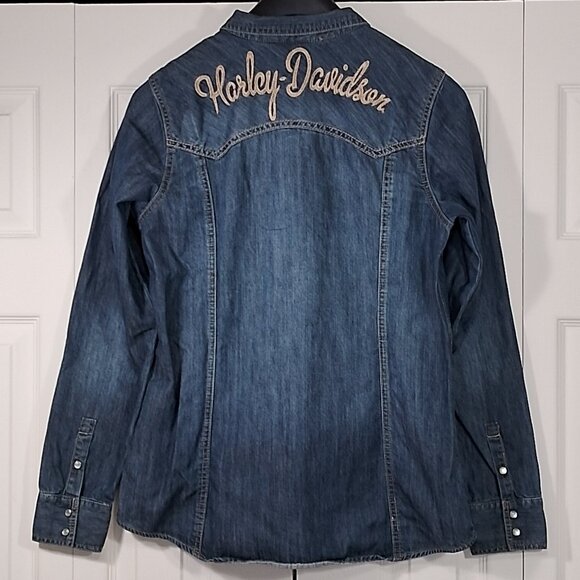 Denim Harley Davidson Western Shirt - Picture 2 of 12